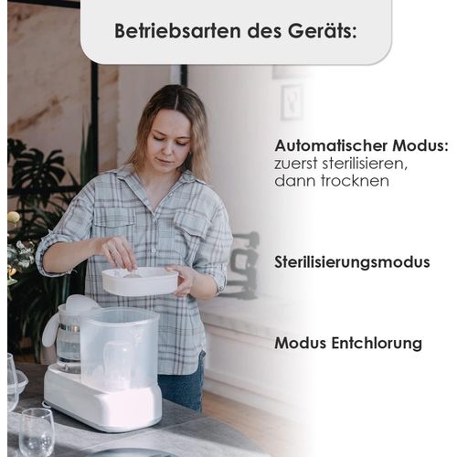 4-in-1 Bottle Warmer Baby with Intelligent Temperature Control Steriliser for Baby Bottles with Dryer Baby Kettle Milk Warmer Baby Gift for Newborns - White