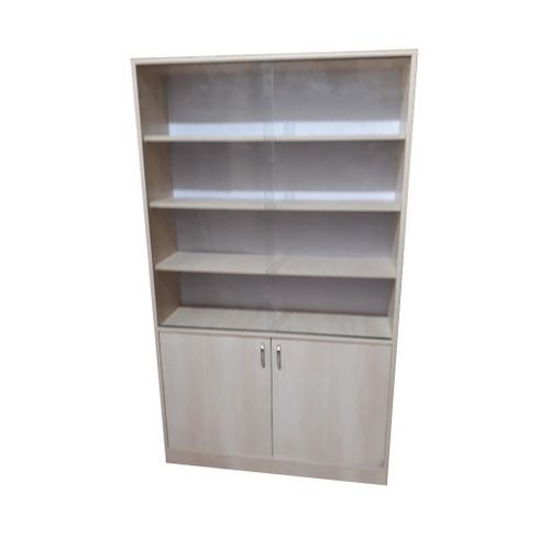 Office Bookshelf Doors With Glasses- Off White
