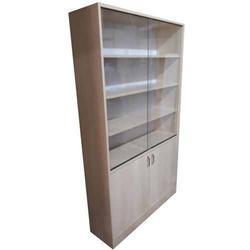 Office Bookshelf Doors With Glasses- Off White