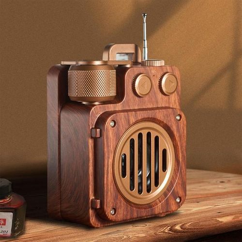 As20 Retro Bluetooth-Compatible Speaker Outdoor Portable Wireless Strong Bass Fm Radio Built-In Microphone Sound Box Subwoofer