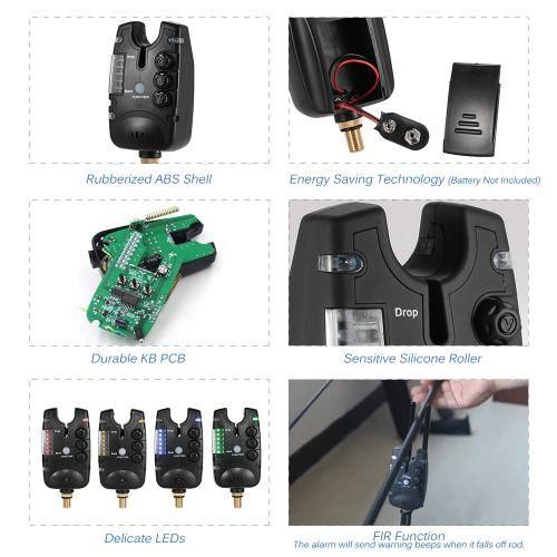 Lixada 6 LEDs Fishing Alarm Water Resistant Adjustable Tone