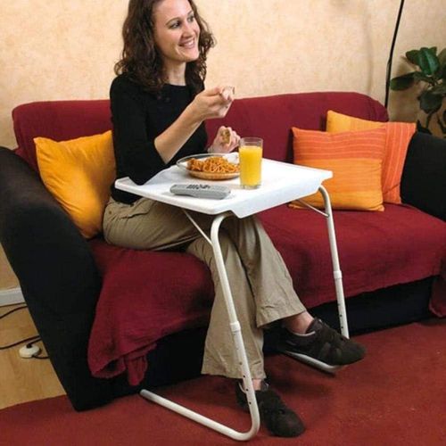 Foldable Adjustable Laptop Table, Home Working Table - White