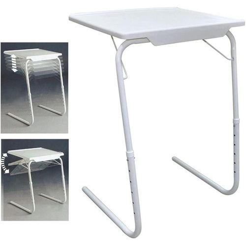 Foldable Adjustable Laptop Table, Home Working Table - White