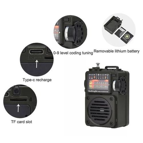 Hrd-700 Radio Am/fm/sw Mini Music Player Rechargeable Portable Receive Signal Bt Speaker Retro With Retractable Metal Antenna