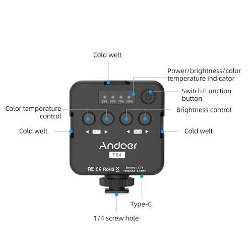 Andoer T64 Pocket Led Light Mini Video Lamp Photography