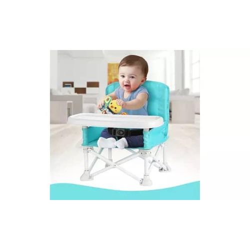 Baby Seat Booster High Chair -Space Saver High Chair Toddler Booster Seat - Portable High Chair Pop and open Sit Folding Booster Feeding Chair - Safety Belt/Food Tray/Travel Bag (baby chair folding with Tray for Baby- Multicolor