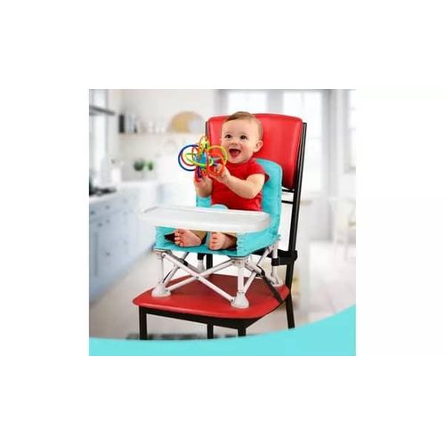 Baby Seat Booster High Chair -Space Saver High Chair Toddler Booster Seat - Portable High Chair Pop and open Sit Folding Booster Feeding Chair - Safety Belt/Food Tray/Travel Bag (baby chair folding with Tray for Baby- Multicolor