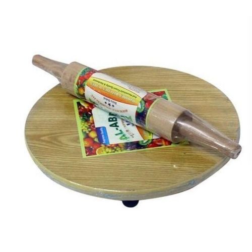 Quality Chapati Maker and Rolling Pin + A wooden Grinding  Mortar- Brown