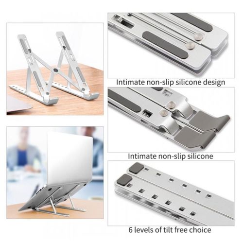 Aluminium Foldable Laptop Stand - Silver