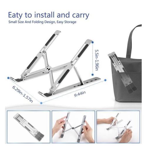 Aluminium Foldable Laptop Stand - Silver