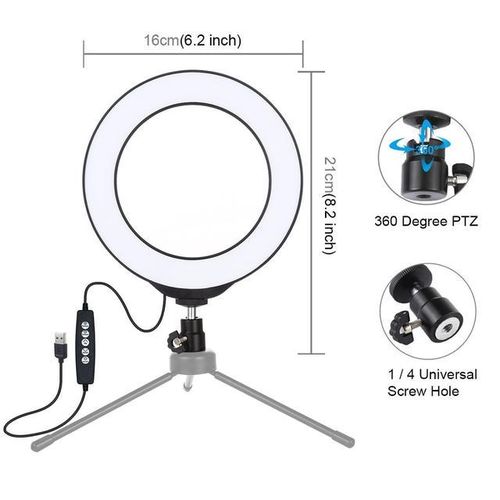 Puluz 4.7/6.2 Inch Usb 8 Colors Adjustable Ringlight Rgbw Dimmable Led Mini Ring Light For Youtube Live Lampa Pierscieniowa