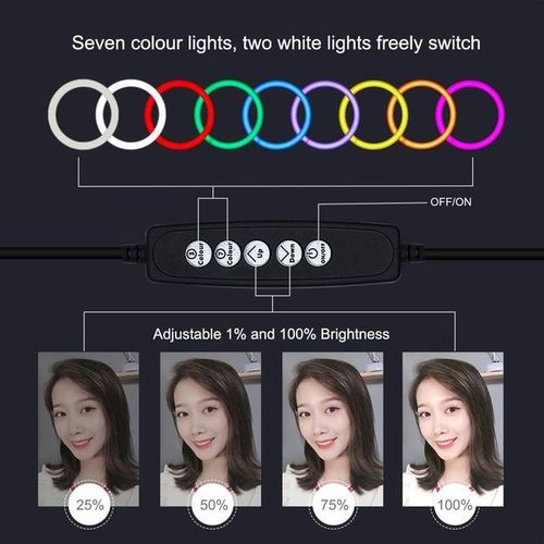 Puluz 4.7/6.2 Inch Usb 8 Colors Adjustable Ringlight Rgbw Dimmable Led Mini Ring Light For Youtube Live Lampa Pierscieniowa