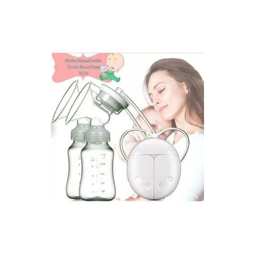 Portable Rechargeable Double Electric Breast Pump With 2 Baby Milk Bottles