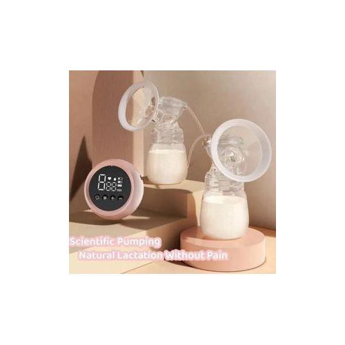 Portable Rechargeable Double Electric Breast Pump With 2 Baby Milk Bottles