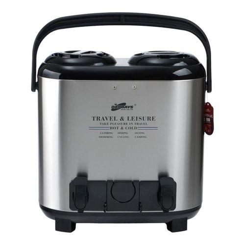 Hot & Cold Twin Thermos 15 Litres Double Tap, Keeps Heat For 12 Hours Each Side Consists Of 7.5Litres.- Black & silver