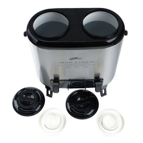 Hot & Cold Twin Thermos 15 Litres Double Tap, Keeps Heat For 12 Hours Each Side Consists Of 7.5Litres.- Black & silver