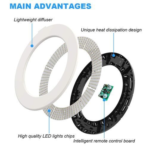 18 inch Ring Light Outer Dimmable LED With A Bag And Remote - Black