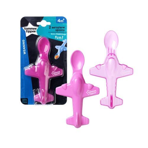 tommee tippee Aeroplane Baby Spoons 2 in The Pack Girls Age 4m+ Bpa Free - Pink