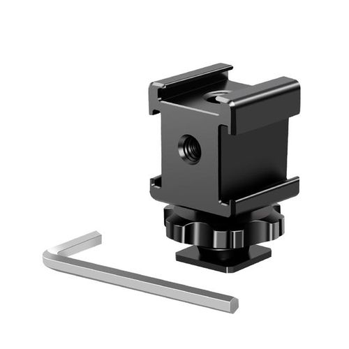 Multi-Functional Triple Head Hot Shoe Base Portable On-Camera Mount Adapter Extend Port Microphone/monitor/led Extension Bar