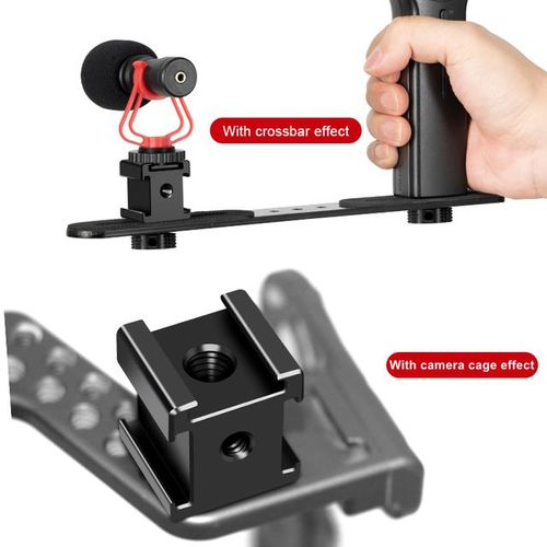 Multi-Functional Triple Head Hot Shoe Base Portable On-Camera Mount Adapter Extend Port Microphone/monitor/led Extension Bar