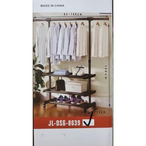 Stainless Steel Single pole hanger bedroom livingroom Fplding Racks Stretch Clothes Hat Hanger Stand Rack With Shoes Shelf