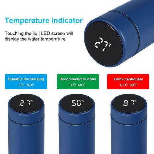 Stainless Steel LED Temperature Bottle - 0.5Liitre - Blue