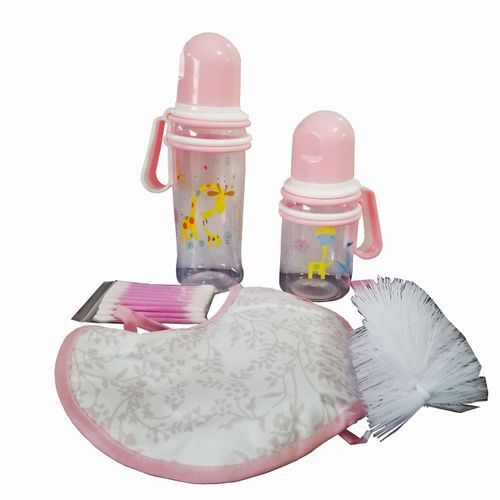 Baby & Mommy 5 Pcs Baby Set With Bib/Earbuds/Bottles/Cleaner Colors Vary-Pink