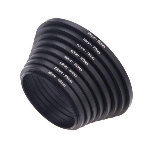 8pcs Filter Step Up Rings Adapter 49-52-55-58-62-67-72-77-82mm 49mm-82mm