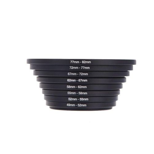 8pcs Filter Step Up Rings Adapter 49-52-55-58-62-67-72-77-82mm 49mm-82mm