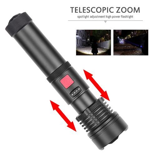 Quality RechargeableTorch With Bright Light And Long Shot-Black