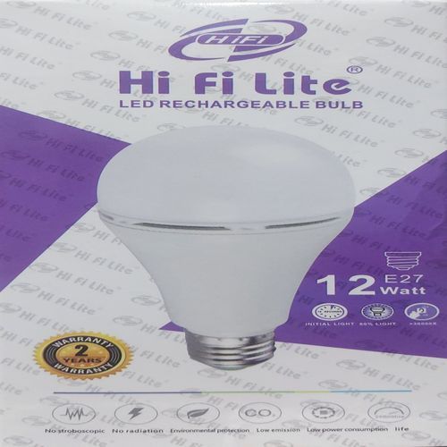 Hi Fi Original Longlasting High Brightness LED 12Watt Rechargeable Light Bulb  -White