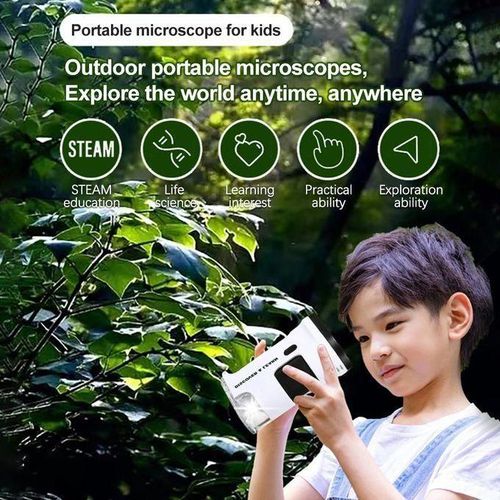 Handheld Digital Microscope Portable USB Microscope 12M Resolution 1080P FHD Support 64GB TF Card with 2.0-inch LCD Screen for Plant Insect Stone Observation Best Gift for Students Children Teenagers Adults