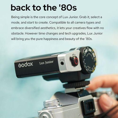 Godox Lux Junior Retro Camera Flash 6000K±200K CCT,Auto & Manual Modes 1/1-1/64 Flash Power