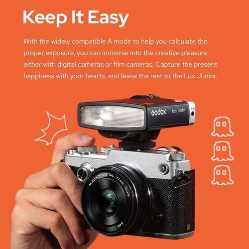 Godox Lux Junior Retro Camera Flash 6000K±200K CCT,Auto & Manual Modes 1/1-1/64 Flash Power