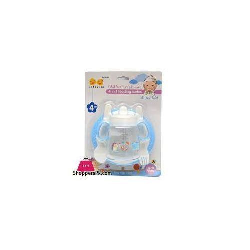 4Pc Baby Feeding Plate Bowl, Spoon Fork-Cream