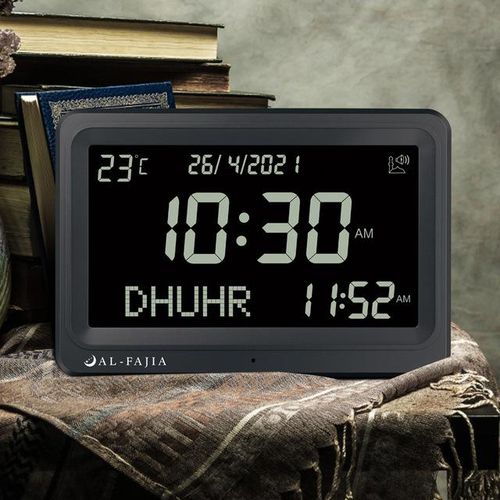 Azan Clock 8 Athan Sounds Al-Fajia Larger Lcd Screen Multi-Languages Hijir Gregorian Calendars Muslim Prayer Desk Alarm Clock
