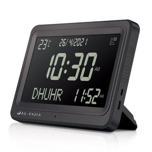 Azan Clock 8 Athan Sounds Al-Fajia Larger Lcd Screen Multi-Languages Hijir Gregorian Calendars Muslim Prayer Desk Alarm Clock
