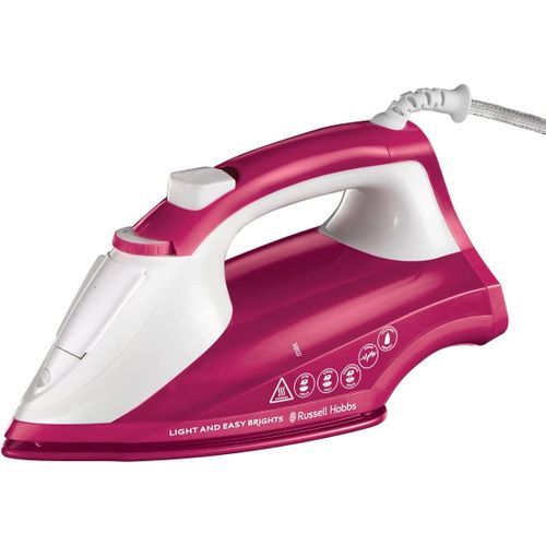 Russell Hobbs Light & Easy Brights Steam Iron - With 2x More Durable Soleplate, Berry, 115g