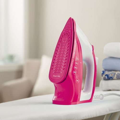 Russell Hobbs Light & Easy Brights Steam Iron - With 2x More Durable Soleplate, Berry, 115g