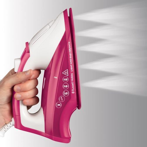 Russell Hobbs Light & Easy Brights Steam Iron - With 2x More Durable Soleplate, Berry, 115g