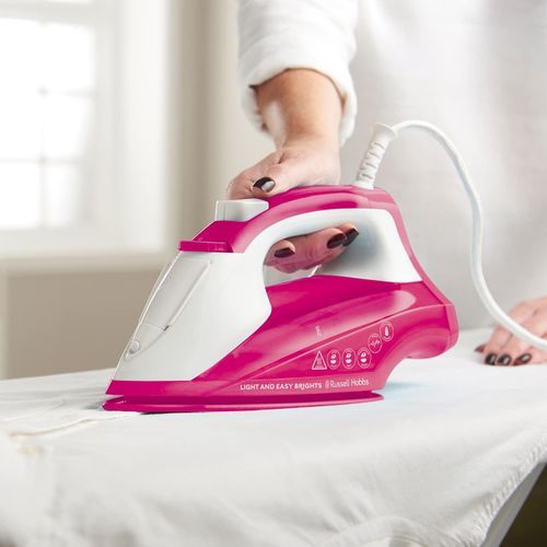 Russell Hobbs Light & Easy Brights Steam Iron - With 2x More Durable Soleplate, Berry, 115g