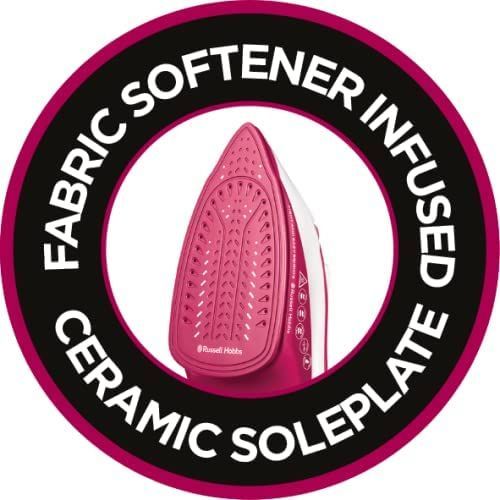 Russell Hobbs Light & Easy Brights Steam Iron - With 2x More Durable Soleplate, Berry, 115g