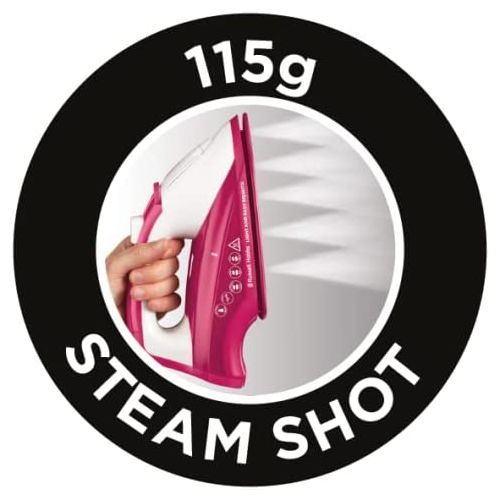 Russell Hobbs Light & Easy Brights Steam Iron - With 2x More Durable Soleplate, Berry, 115g