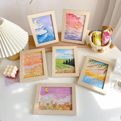 Ins Oil Painting Landscape Frame Product Photography Decoration Background Props Hand Drawn Home Decorative Frame