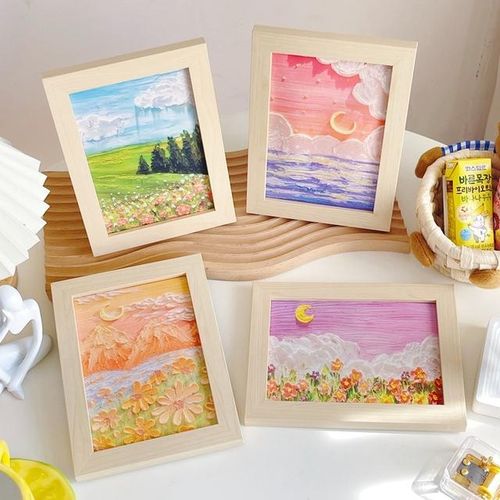 Ins Oil Painting Landscape Frame Product Photography Decoration Background Props Hand Drawn Home Decorative Frame