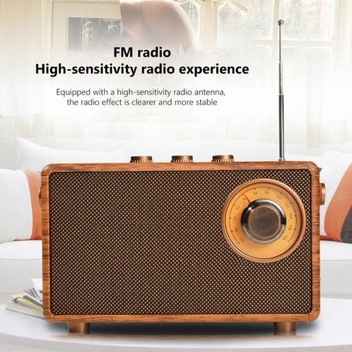 Retro Fm Radio Portable Wooden Bluetooth Radio Speaker Handsfree Mp3 Player Support Usb/tf Card/aux Play