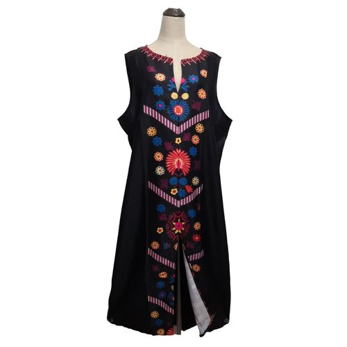2020 European and American popular sleeveless midi skirt Amazon independent station hot selling casual fashion print dress black L