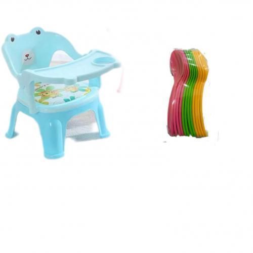 Baby Feeding Super Seat Chair Plus Free  6 Pcs Spoons - Blue,Pink