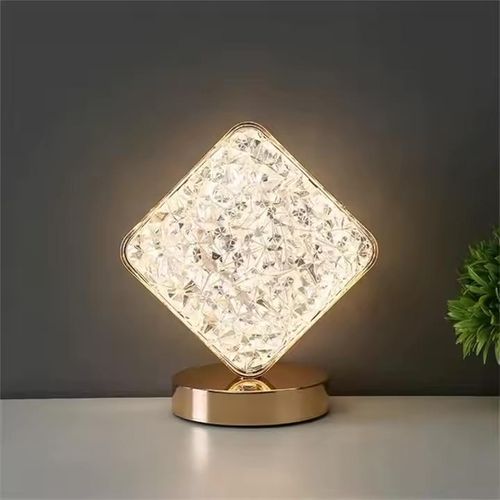 WOMHOPE Bedside Table Lamp Cordless Rechargeable Battery Operated Long Touch Stepless Dimming 3 Color Modes Nursery Night Light Desktop Lamp Acrylic Crystal (Star Gold)
