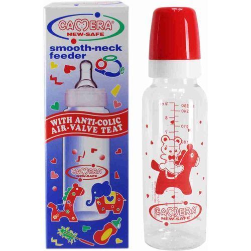 Camera Smooth Neck Feeder Baby Bottle With Anti-Colic Air Valve Teat- Clear